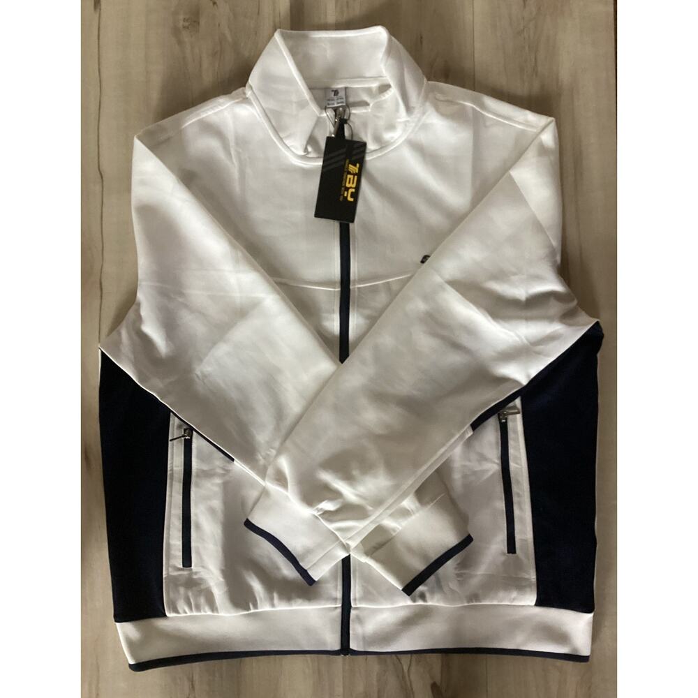TBY Sports Men's 2XL Track Suit Full Zip Jacket White NWT